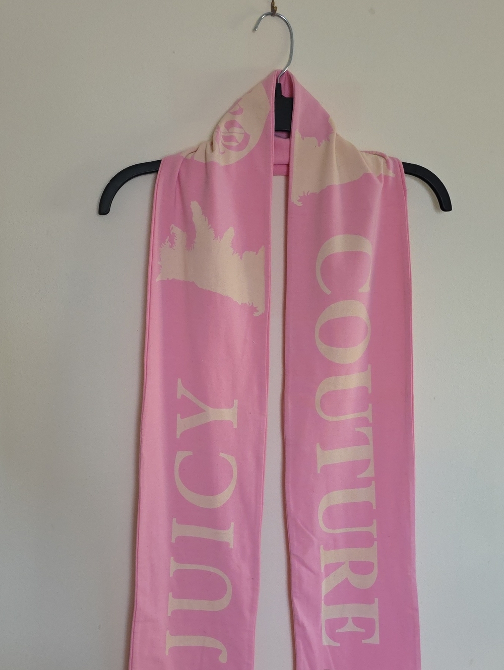 Juicy Couture Vintage Doubled Sided Pink and Cream Logo Scarf